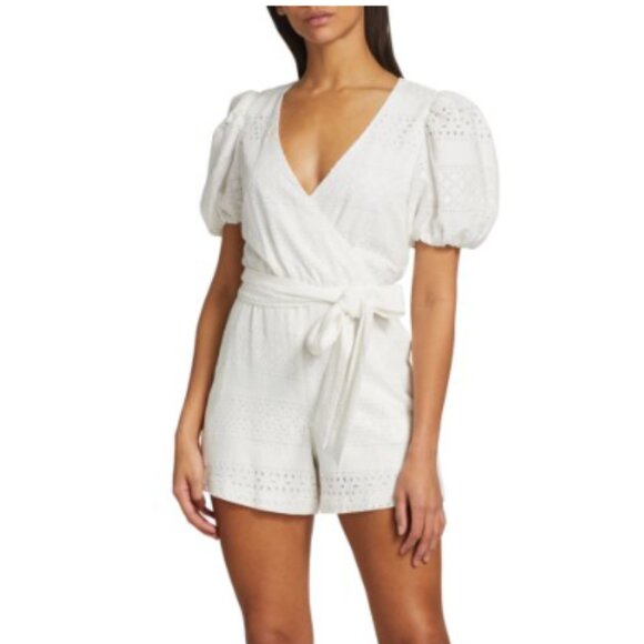 Paulina Eyelet Wrap Romper - Picture 1 of 5